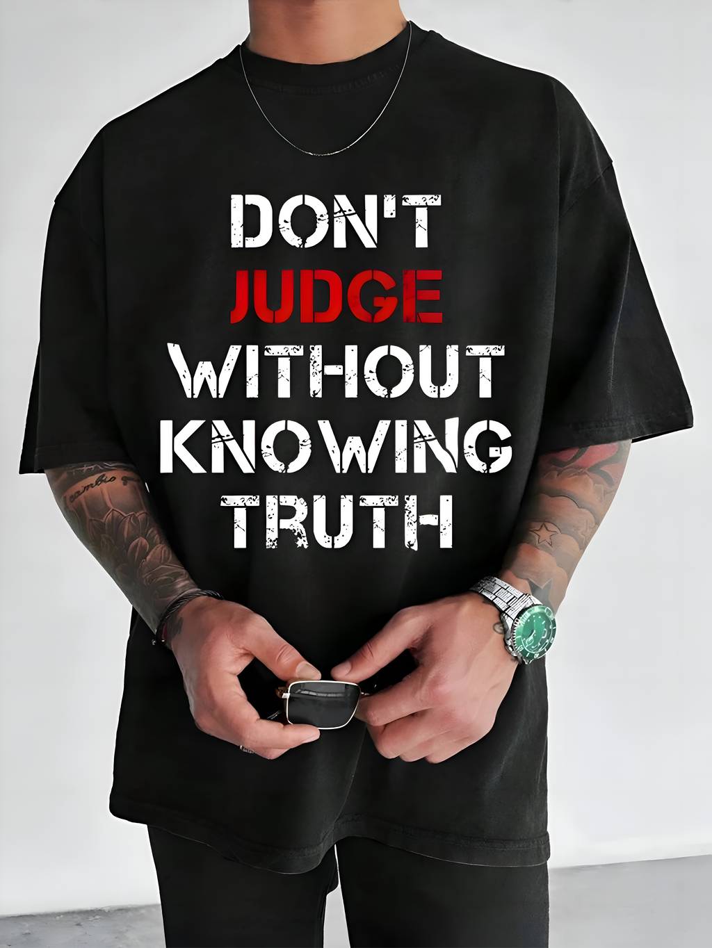 Oversized "Don't Judge Without Knowing Truth" T-Shirt