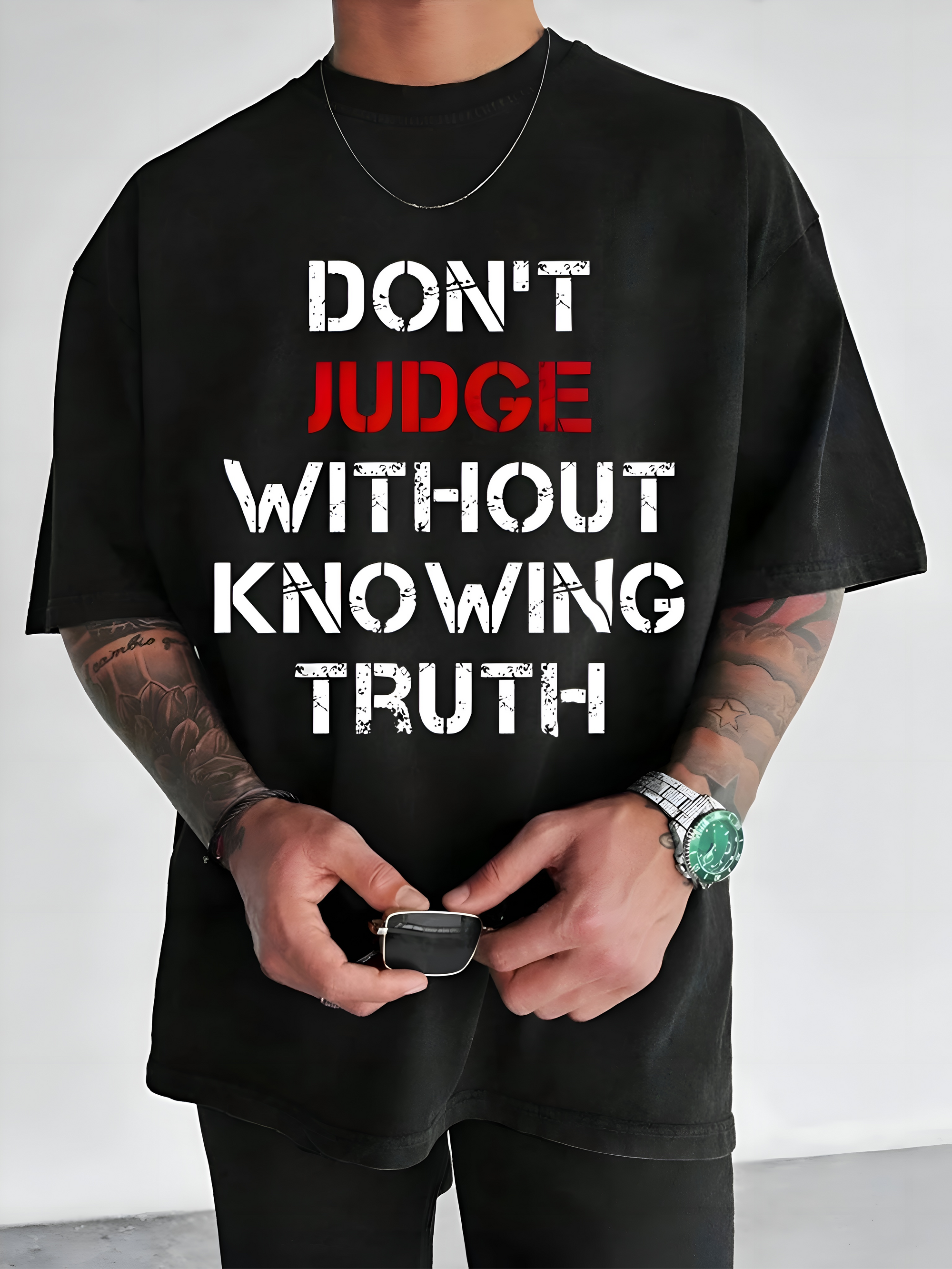 Oversized "Don't Judge Without Knowing Truth" T-Shirt